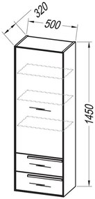 Dulap baie 50x32xH145 cm Kolpa San Grace, crem (stejar halifax)