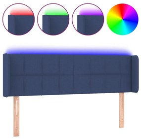 3123240 vidaXL Tăblie de pat cu LED, albastru, 147x16x78/88 cm, textil