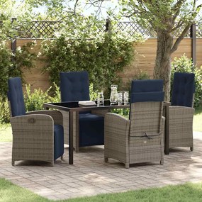 vidaXL Set de cinci piese pentru masă de grădină gri din rattan de la .