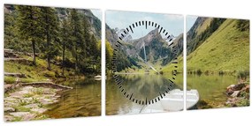 Tablou - Seealpsee, lac din Elveția (cu ceas) (90x30 cm)