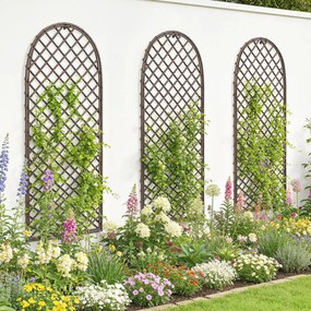 Outsunny Set de 3 spalieri de grădină din nuiele împletite Panou Arc pentru Plante cățărătoare 43 x 2 x 112 cm, efect lemn natural | Aosom Romania