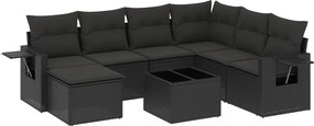 vidaXL Set mobilier de grădină cu perne, 8 piese, negru, poliratan
