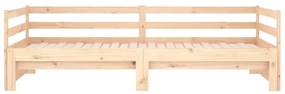 Pat de zi extensibil, 2x(80x200) cm, lemn masiv de pin Maro