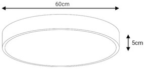 Plafonieră LED dimabilă LED/60W/230V 3000-6500K d. 60 cm negru + telecomandă