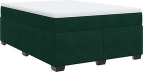 vidaXL Pat box spring cu saltea, verde închis, 140x200 cm, catifea