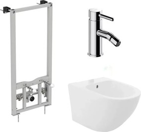 Pachet rama instalare Ideal Standard ProSys, bideu Rea Carlo alb si baterie bideu Omnires Y crom