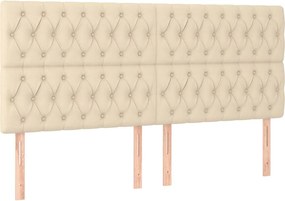 vidaXL Tăblie de pat crem 180x7x118/128 cm, material textil