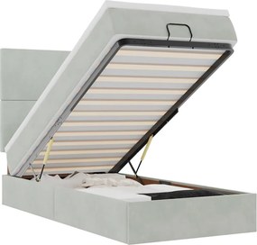 vidaXL Cadru de pat otoman cu saltele Gri deschis 100x200cm catifea