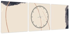 Tablou - Abstractizare bej (cu ceas) (90x30 cm)