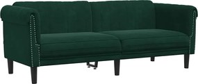 vidaXL Canapea cu 3 locuri, verde închis, catifea