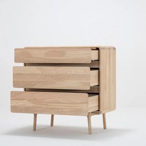 Comodă din lemn masiv de stejar cu 3 sertare Gazzda Fawn