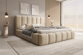 Pat tapițat Aura 160x200 cu spațiu depozitare - bouclé bej deschis Quelle 02