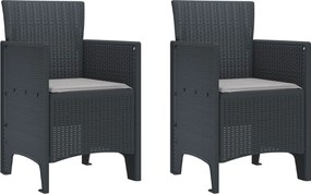 vidaXL Scaun pentru Grădină 2 pcs Antracit Dimensiune: 53 x 49 x 85 cm