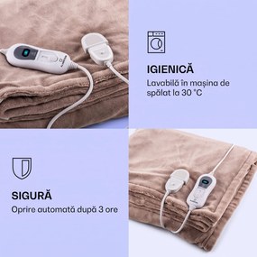 Klarstein Pătură electrică Dr. Watson XL 120 W, 3 trepte, 180 x 130 cm, cu panou de control