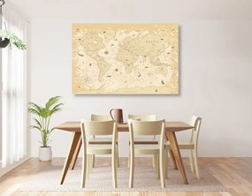 Tablou pe plută harta în design bej