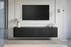 Comodă TV suspendată Vesper 4D 187 cm - negru / mânere negre