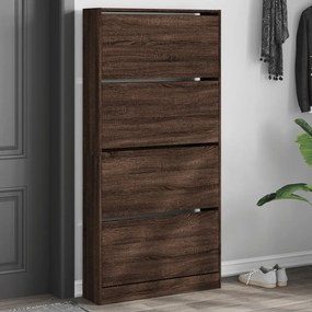 vidaXL Pantofar cu 4 sertare rabatabile, stejar maro, 80x21x163,5 cm