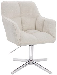 HR550CROSS Scaun Crem Boucle cu Bază Cromata