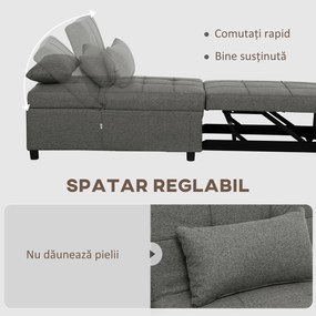 HOMCOM Fotoliu-Pat Individual 4 în 1 Convertibil în Șezlong și Taburet, 72x104x81 cm, Gri Închis | Aosom Romania