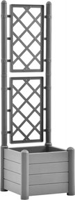 vidaXL Jardinieră de grădină cu spalier, gri piatră, 43x43x142 cm, PP