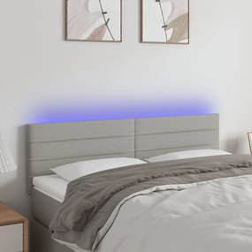 3121750 vidaXL Tăblie de pat cu LED, gri deschis, 144x5x78/88 cm, textil