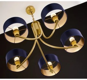 Jupiter 2094 - Candelabru ARTHUR suspendat cu lanț, 5xE27/15W/230V, albastru/auriu