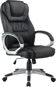 Scaun de birou Q-031, negru, piele ecologica, 64x48x112/120 cm