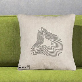 Perna Decorativa Abstract Linii Organice, 40x40 cm, Bej Canapea, Husa Detasabila, Perna Inclusa, BEKZ®