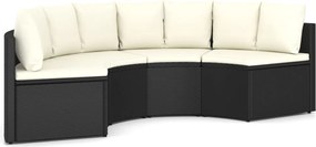 vidaXL Set mobilier de grădină cu perne, 4 piese, negru, poliratan