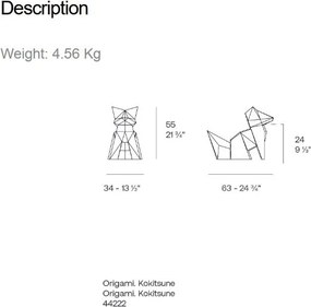 Decoratiune/ Statueta exterior sau interior Origami Kokitsune, mat