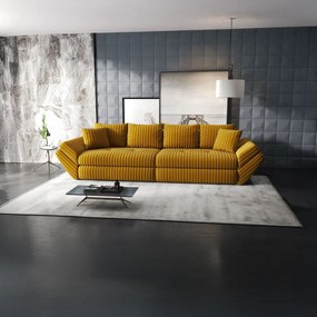 Canapea extensibilă dumonde cu ladă de depozitare si sezut confortabil din spuma high-density, Loana Ambience Mustar 300x100 cm