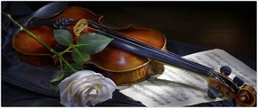 Tablou - Trandafiri și vioară (120x50 cm)