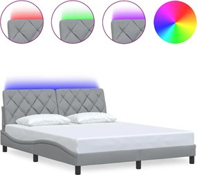 vidaXL Cadru de pat cu LED fără saltea Gri deschis 160x200 cm Material