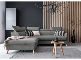 Colțar gri deschis extensibil cu tapițerie din catifea (cu colț pe partea stângă ) Sweet Harmony – Miuform