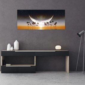 Tablou- Luna deasupra palmierilor (120x50 cm)