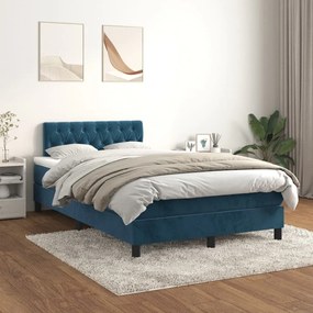 3141477 vidaXL Pat box spring cu saltea, albastru închis, 120x200 cm, catifea