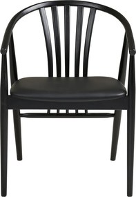 Scaun de dining Agustin, lemn de fag cu scaun PU, negru