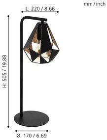 Eglo 43058 - Lampă de masă CARLTON 1xE27/60W/230V