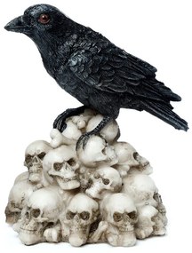 Figurina gotica Corb cu cranii 9cm