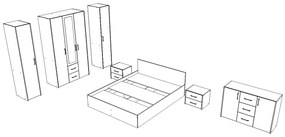 Set dormitor Malmo V9, Pat 200 x 140 cm, Stejar Alb/Antracit