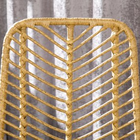 HOMCOM Set de 4 taburete de bar, scaune de bar, spătar împletit și suport pentru picioare, cadru din oțel, 42,5x52x102cm, galben | Aosom Romania