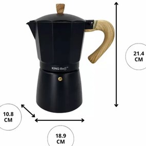 Cafetiera moka Kinghoff KH 1887, 9 cesti, 450 ml, Aluminiu, Inductie, Negru