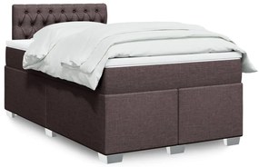 vidaXL Pat box spring cu saltea, maro închis, 120x200 cm, textil
