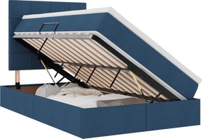 vidaXL Pat cu saltea și spațiu de depozitare albastru 120 x 190 cm