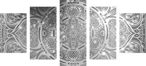 Tablou 5-piese Mandala indiană cu un fundal galactic în design alb-negru