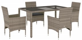 3278557 vidaXL Set mobilier de grădină cu perne 5 piese gri poliratan & sticlă