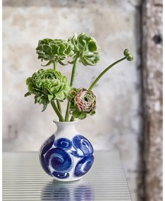 Vază albastră din gresie pictată manual Tulle – Kähler Design