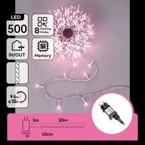 Aigostar - LED Ghirlandă de Crăciun pentru exterior 500xLED/8 funcții IP44 roz