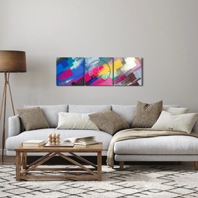 Tablou - Dungi colorate cu pensula (cu ceas) (90x30 cm)