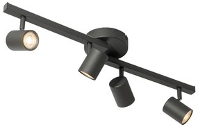 Spot de plafon negru GU10 50mm cu 4 lumini, inclusiv iluminare de fundal - Back Up